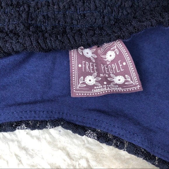 Free People Navy Black Lace Dress Stretchy M - Picture 6 of 8